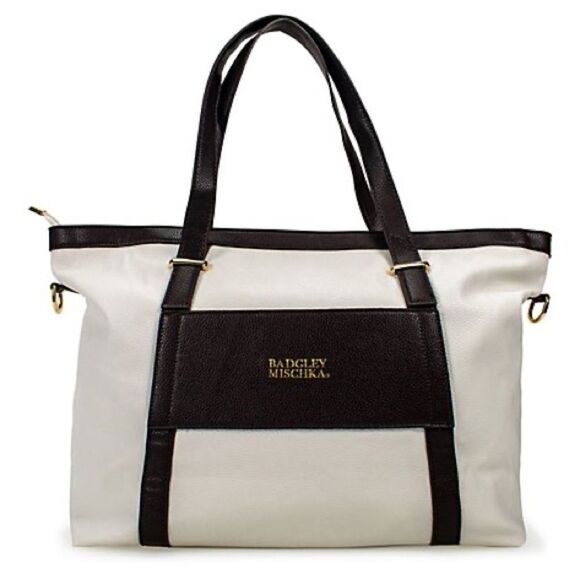 BADGLEY MISCHKA Anna vegan Leather Tote Travel Bag, purse XL Weekender - Picture 4 of 11